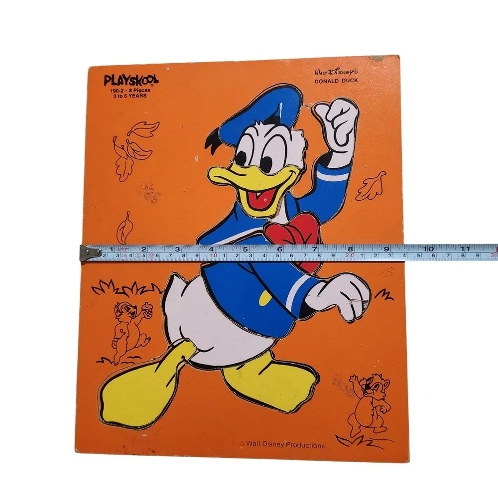 Vintage Playskool Donald‎ Duck Wood Tray Puzzle 8 Piece Disney 190-2 Orange